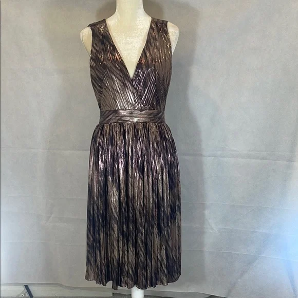 Gold and Brown Embellished A-Line Cocktail Dress - Picture 1 of 10